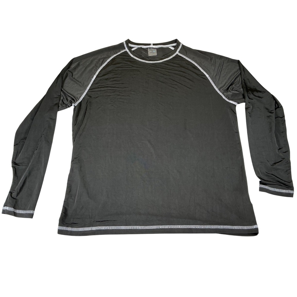 Uzzi Active Wear‎ UPF 50+ Rash Guard Shirt Large Black Long Sleeve Swim Surf